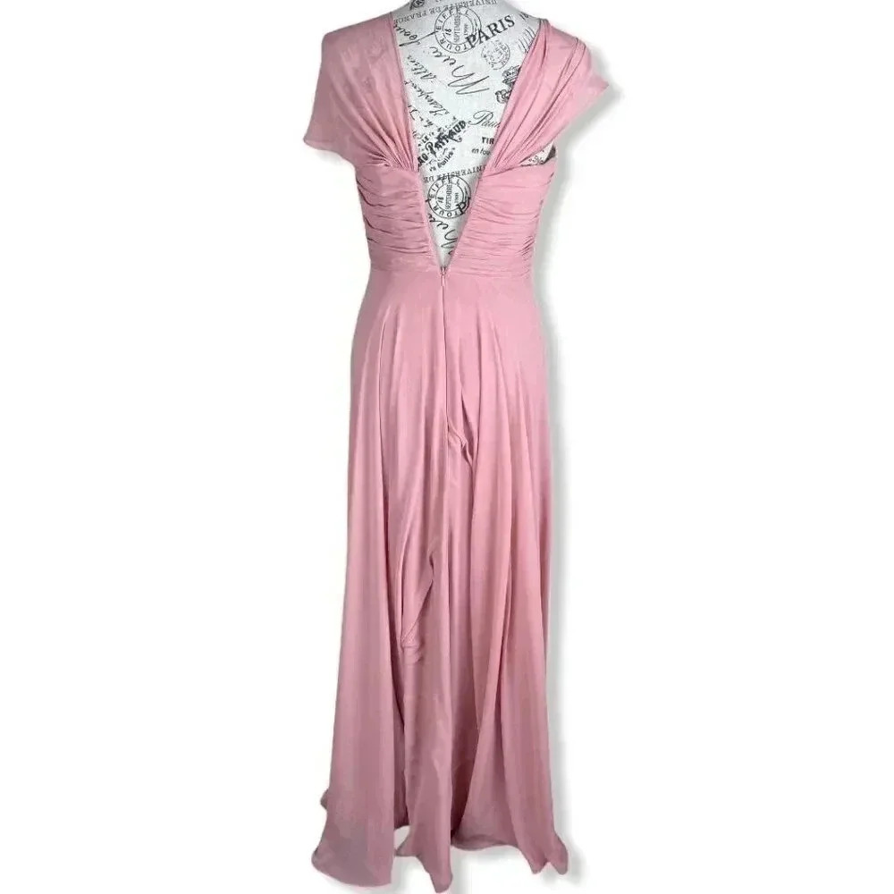 Dessy Collection Off-The-Shoulder Chiffon Gown - Picture 2 of 4